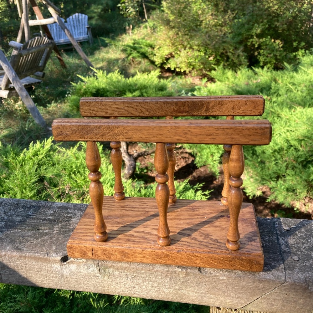 ARTISAN CRAFTED Oak Wood Napkin Holder Vintage Artisan Handcrafted